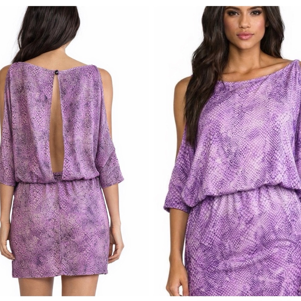 KARINA GRIMALDI X REVOLVE 100% Silk Open Shoulder & Back Snake Print Y2K Dress